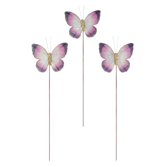 Purple & Lavender Glitter Butterflies, 3ct. by Ashland®